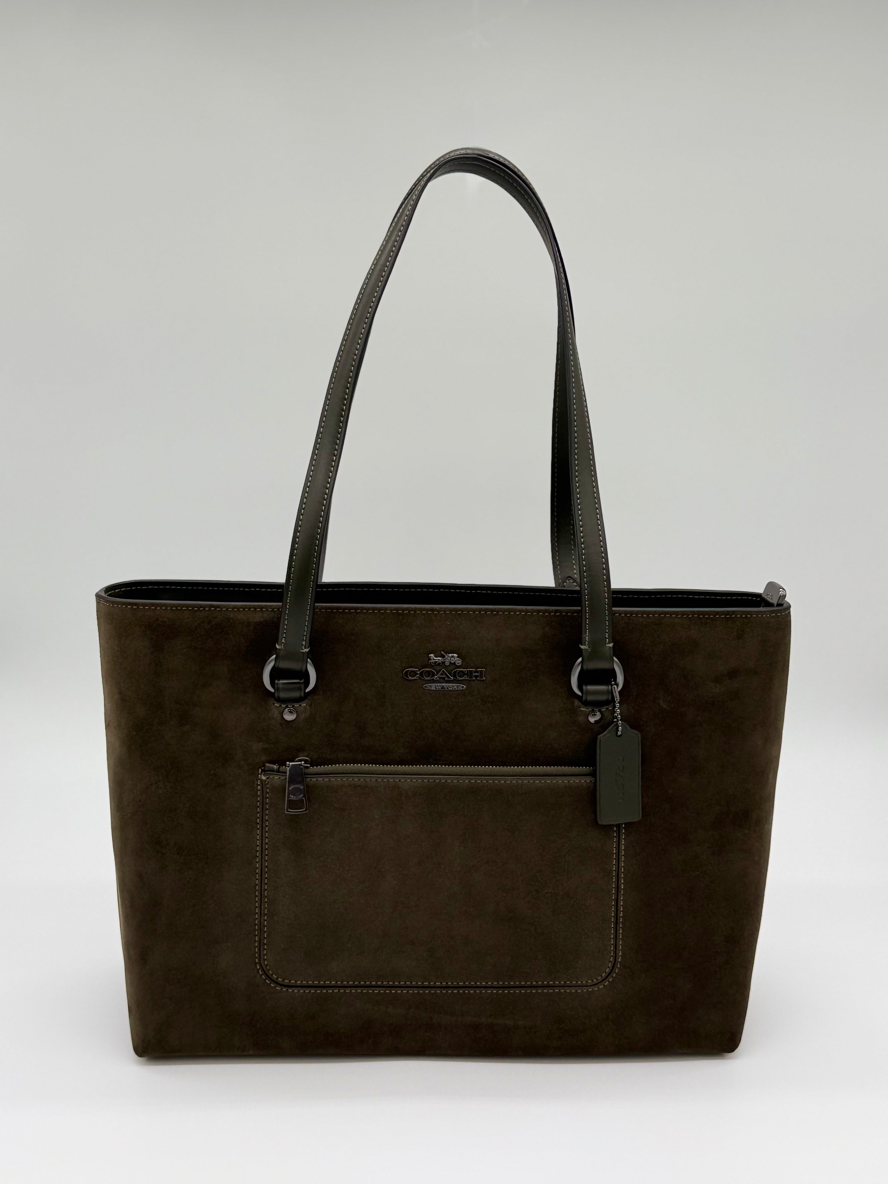 Coach Suede Station Tote Bag Army Green