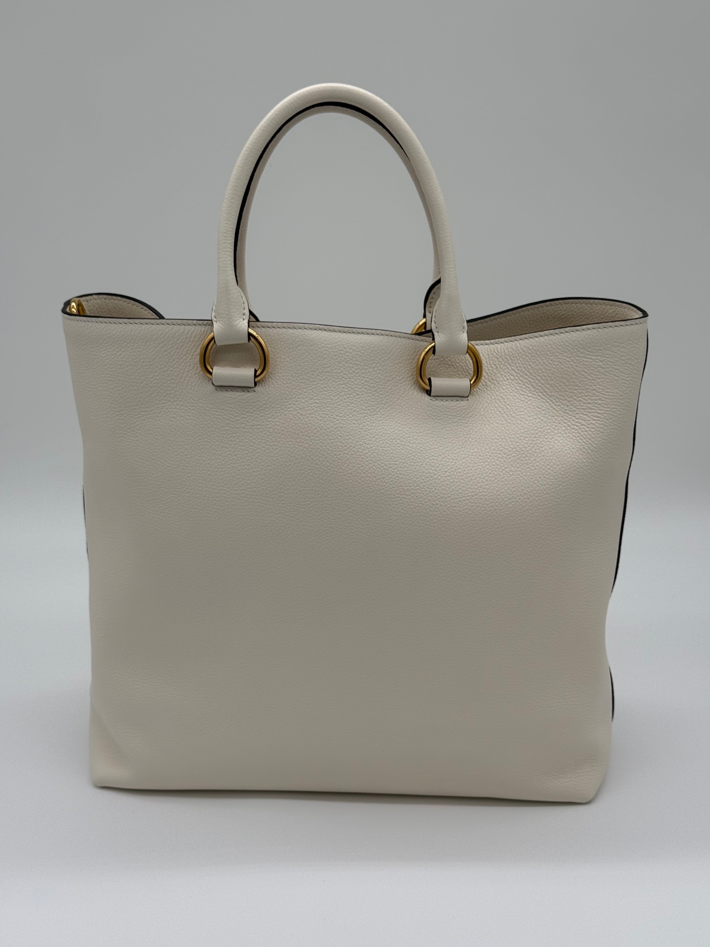 Prada Pelle Vitello Phenix Bianco Tote Bag 1BG865