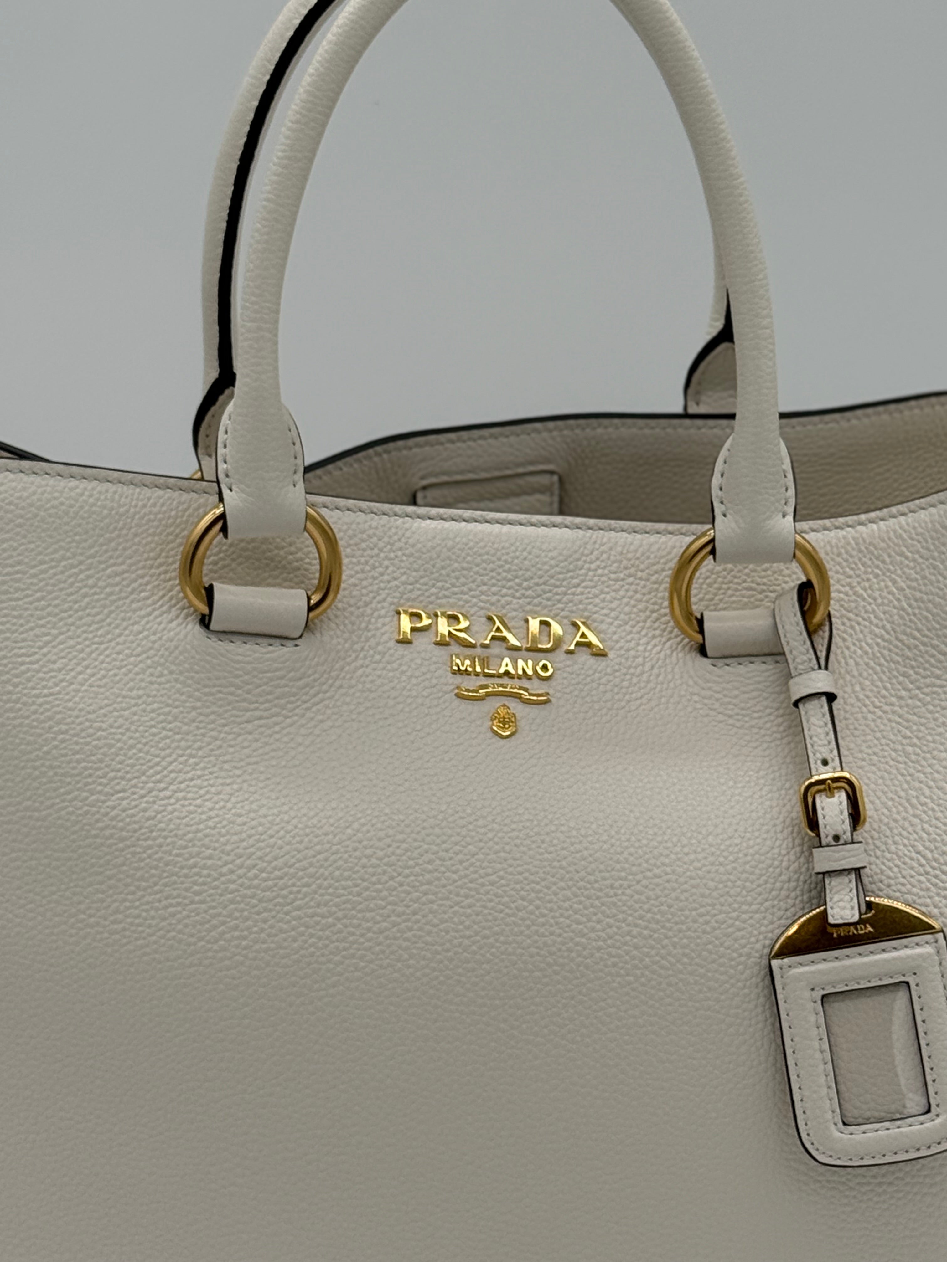 Prada Pelle Vitello Phenix Bianco Tote Bag 1BG865