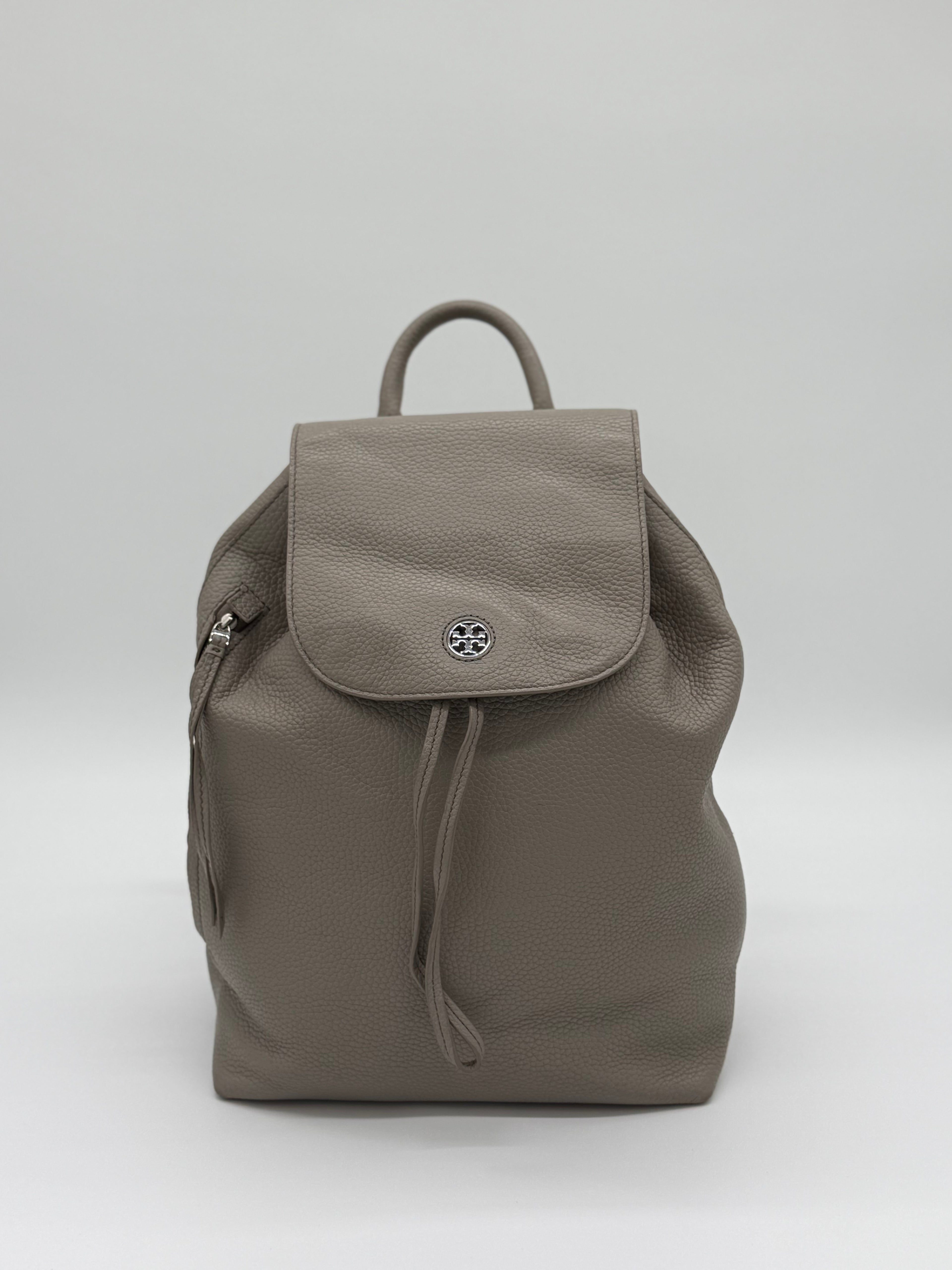 Tory Burch Leder Rucksack, grau Procini Grey Backpack von Tory Burch