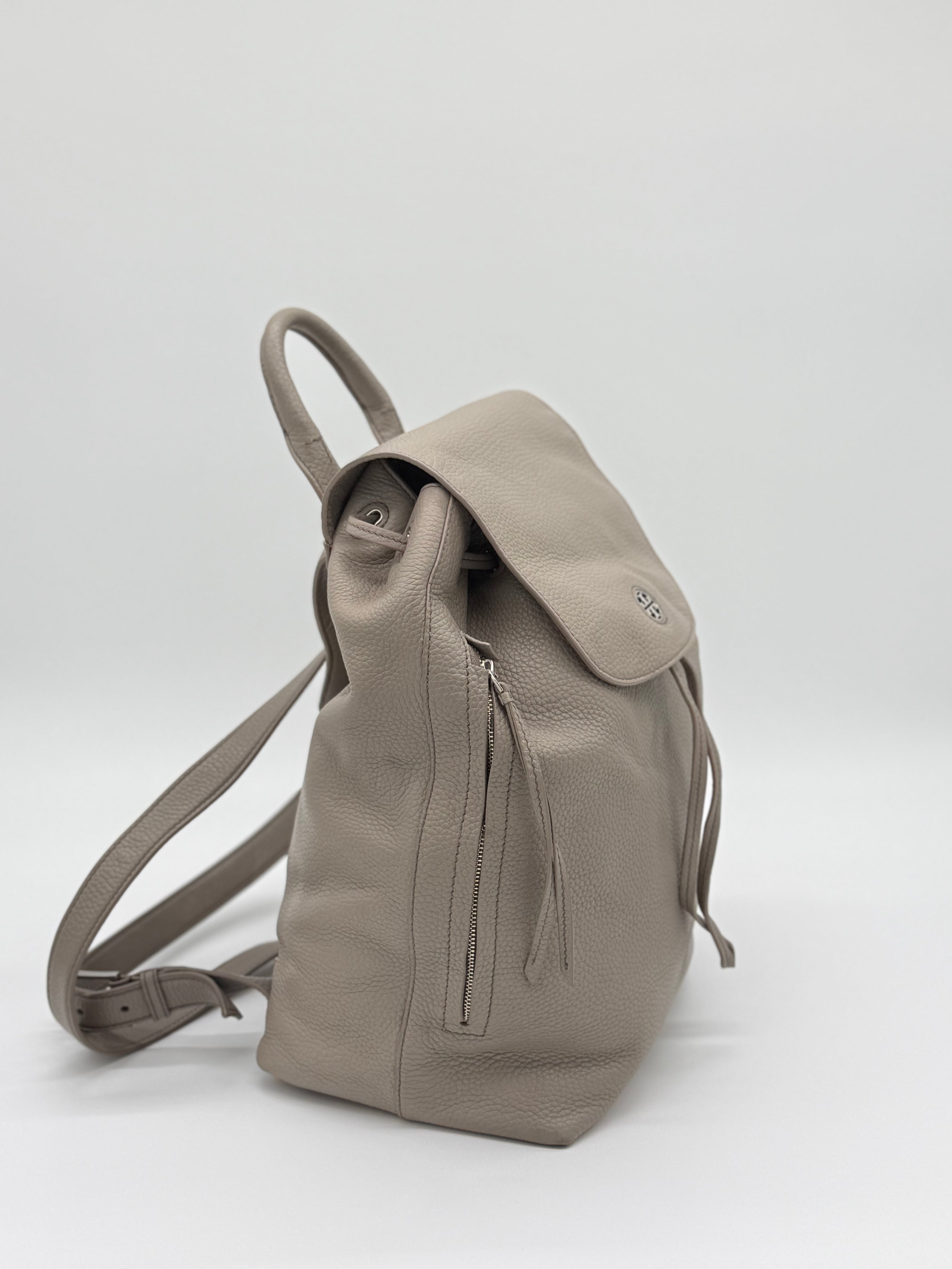Tory Burch Leder Rucksack, grau Procini Grey Backpack von Tory Burch