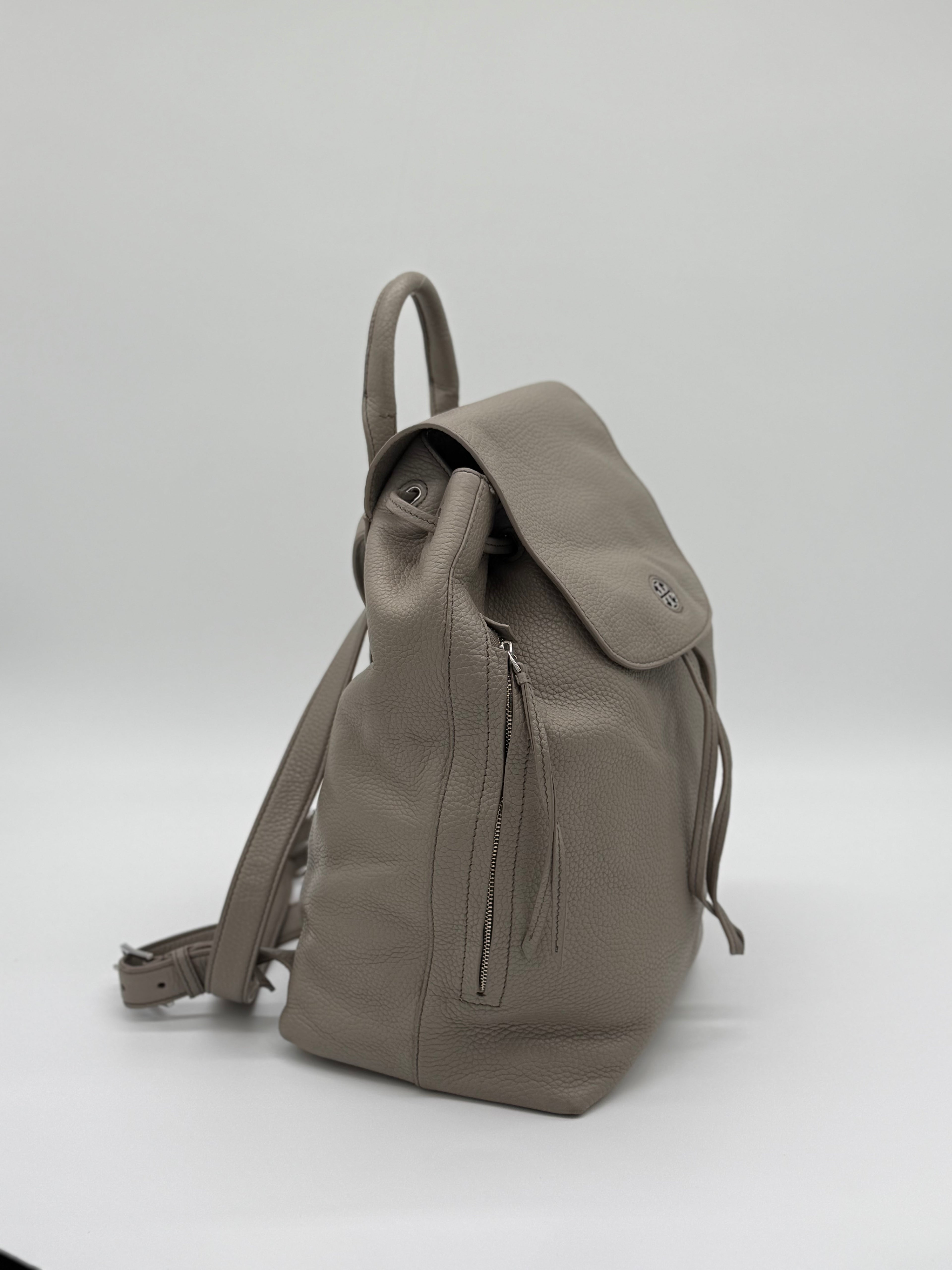 Tory Burch Leder Rucksack, grau Procini Grey Backpack von Tory Burch