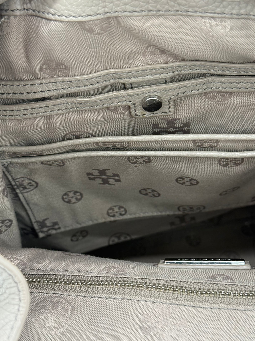 Tory Burch Leder Rucksack, grau Procini Grey Backpack von Tory Burch