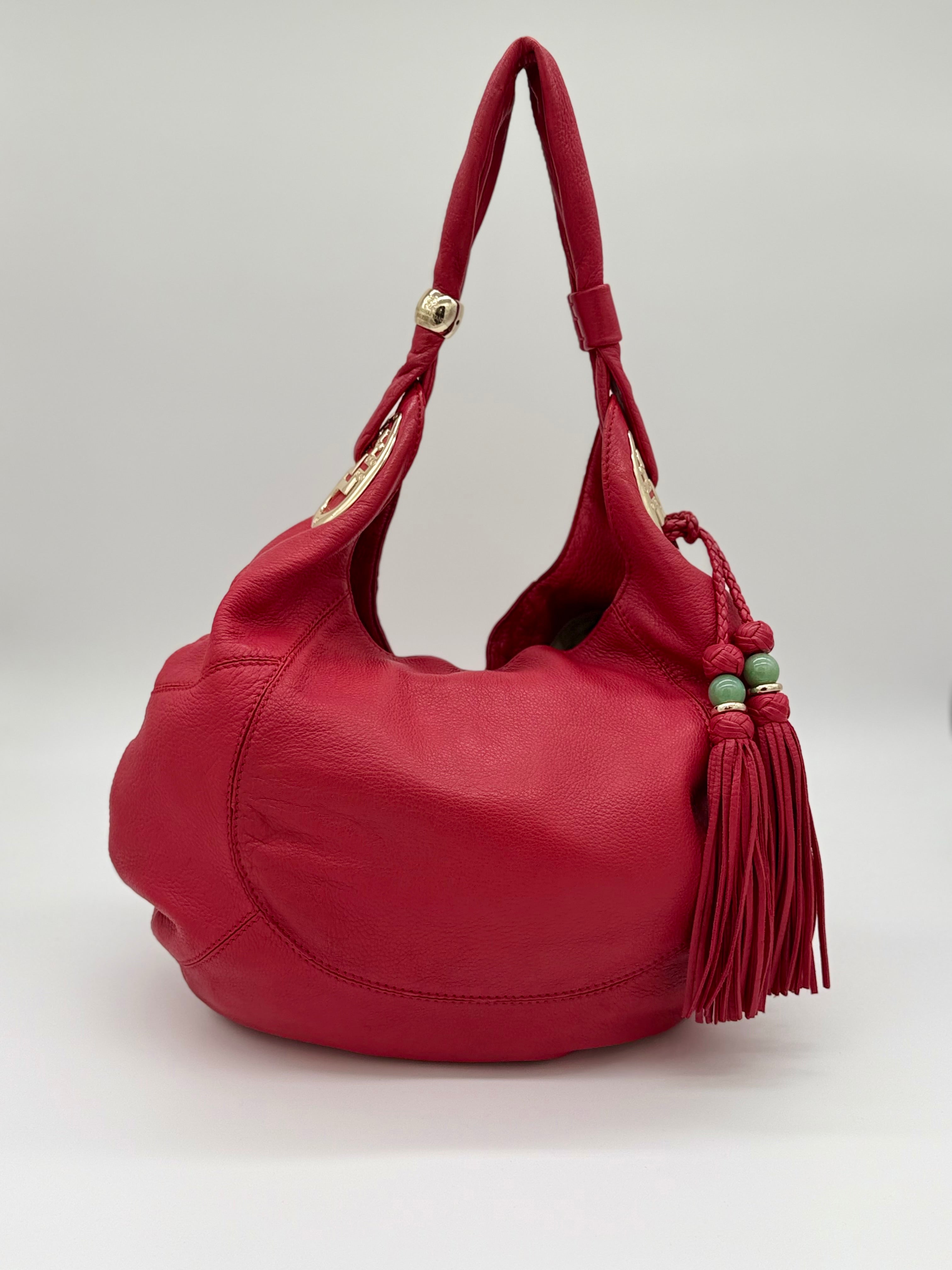Shanghai Tang Tasche: rote Nappaledertasche, Mongolian Hobo Collection