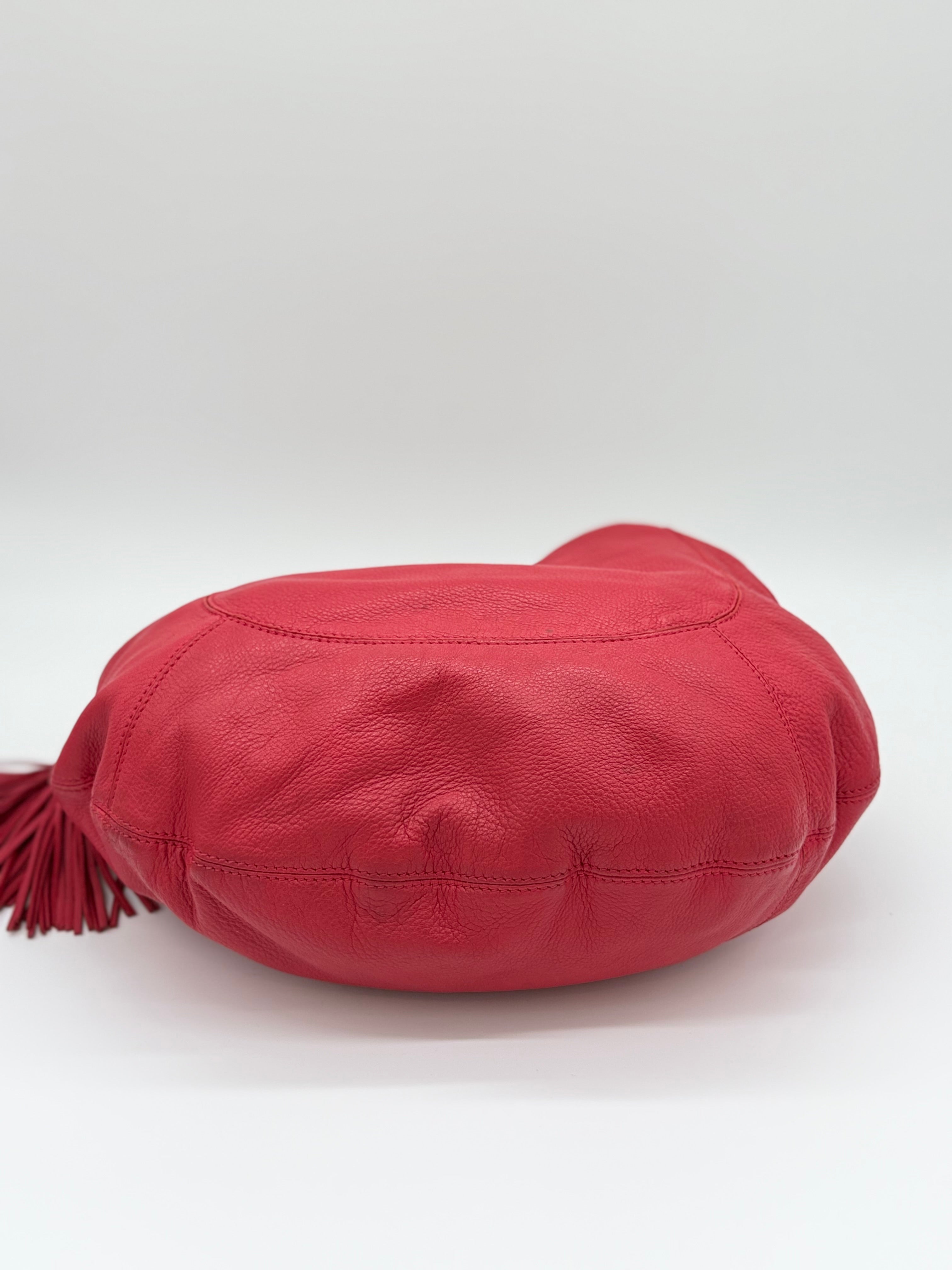 Shanghai Tang Tasche: rote Nappaledertasche, Mongolian Hobo Collection