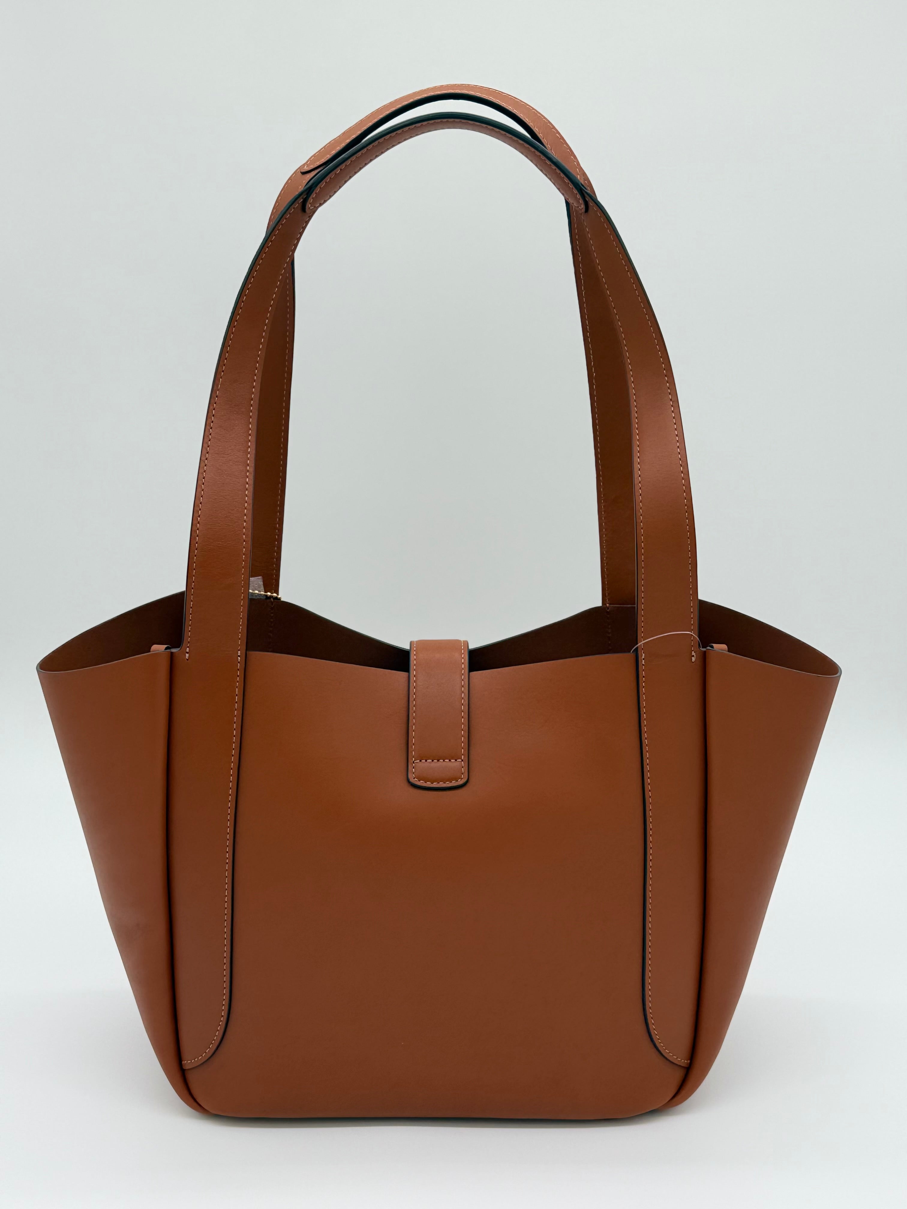 Coach Tote Bag Gold Brown - Hadley Turnlock Leather – Maison Deluxe