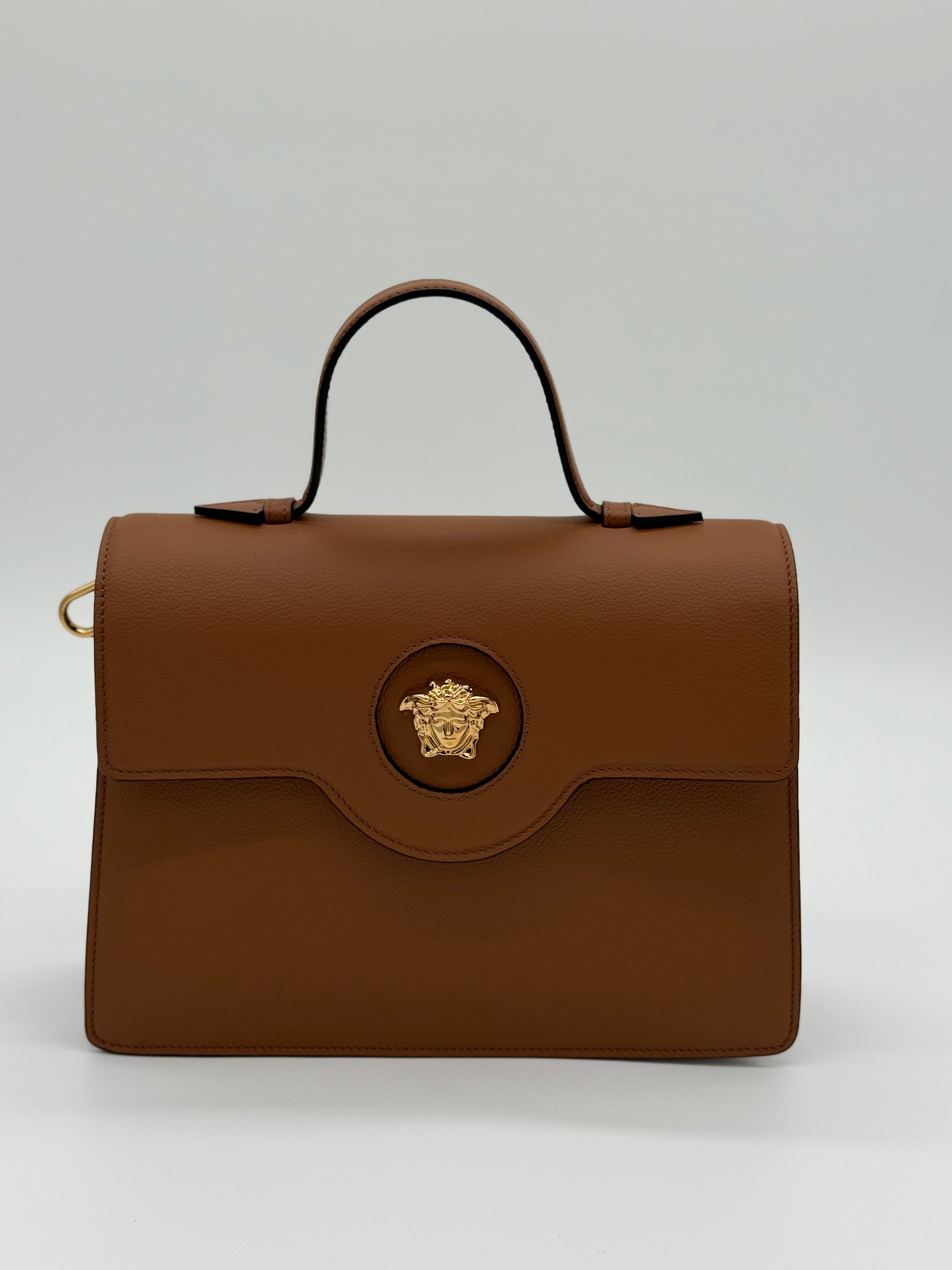 Versace La Medusa Handbag Karamell – Frontansicht